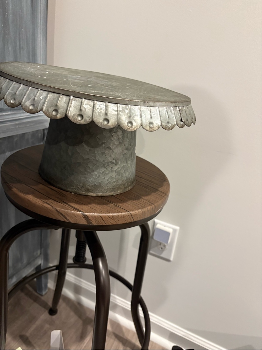 Hobby Lobby Galvanized Metal Cake Stand - Silver Gray - Picture 4 of 5
